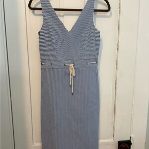 J. Crew Navy and White Striped knee length Dress